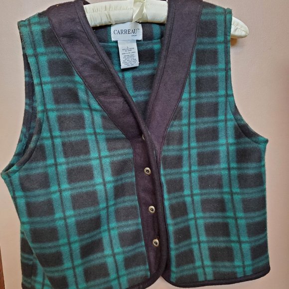 Plaid Fleece Vest - Picture 1 of 6